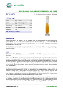 TRIPLE SUGAR IRON AGAR (TSI) ISO 6579, ISO 19250 Salmonella