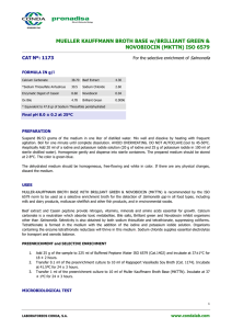 MUELLER KAUFFMANN BROTH BASE w/BRILLIANT GREEN &amp; NOVOBIOCIN (MKTTN) ISO 6579 Salmonella