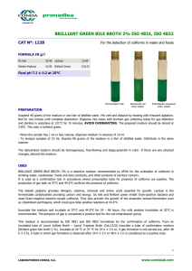 BRILLIANT GREEN BILE BROTH 2% ISO 4831, ISO 4832