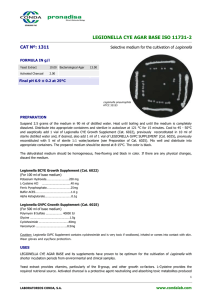 LEGIONELLA CYE AGAR BASE ISO 11731-2 CAT Nº: 1311 Legionella