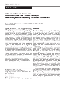 Task-related power and coherence changes in neuromagnetic activity during visuomotor coordination