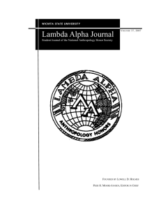 Lambda Alpha Journal  Student Journal of the National Anthropology Honor Society