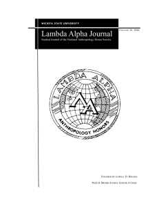 Lambda Alpha Journal  Student Journal of the National Anthropology Honor Society
