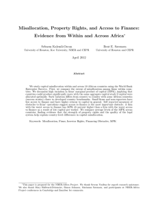 Misallocation, Property Rights, and Access to Finance: ∗ Sebnem Kalemli-Ozcan