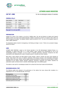 LETHEEN AGAR MODIFIED CAT Nº: 1580 For the microbiological analysis of cosmetics