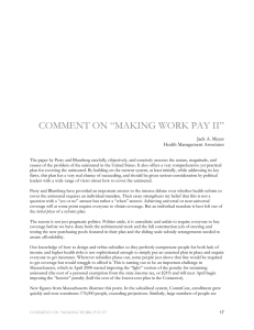 COMMENT ON “MAKING WORK PAY II” Jack A. Meyer Health Management Associates