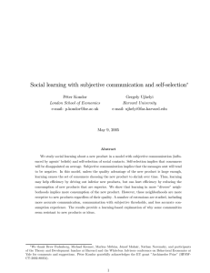 Social learning with subjective communication and self-selection