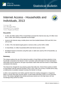 Statistical Bulletin Internet Access - Households and Individuals, 2013 Key points