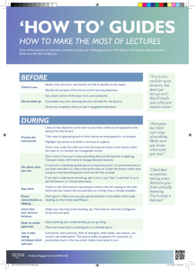 ‘HOW TO’ GUIDES HOW TO MAKE THE MOST OF LECTURES