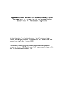 Implementing Peer Assisted Learning in Higher Education:
