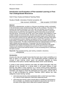 Introduction and Evaluation of Peer-assisted Learning in First- Year Undergraduate Bioscience