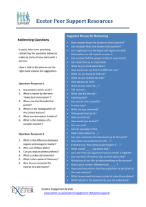 Exeter Peer Support Resources Redirecting Questions Suggested Phrases for Redirecting