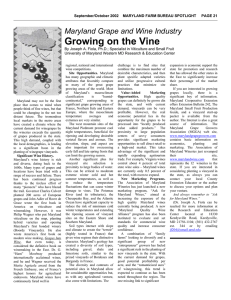 Growing on the Vine Maryland Grape and Wine Industry