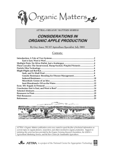 CONSIDERATIONS IN ORGANIC APPLE PRODUCTION Contents: ORGANIC MATTERS