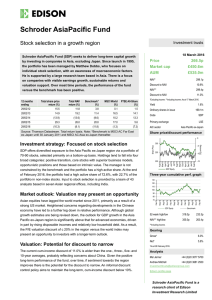 Schroder AsiaPacific Fund Stock selection in a growth region Price 266.5p