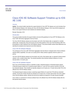 Cisco IOS XE Software Support Timeline up to IOS XE 3.9S