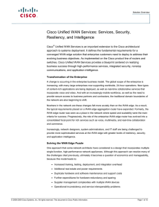 Cisco Unified WAN Services: Services, Security, Resiliency, and Intelligence