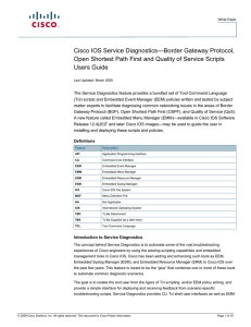 Cisco IOS Service Diagnostics—Border Gateway Protocol,