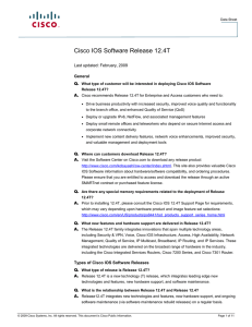 Cisco IOS Software Release 12.4T Last updated: February, 2009  General