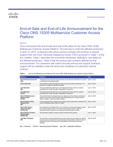 End-of-Sale and End-of-Life Announcement for the Platform