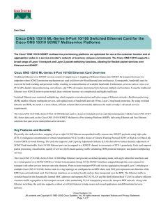 Cisco ONS 15310 ML-Series 8-Port 10/100 Switched Ethernet Card for... Cisco ONS 15310 SONET Multiservice Platforms