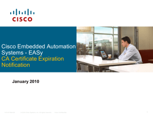 Cisco Embedded Automation Systems - EASy CA Certificate Expiration Notification