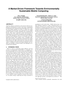 A Market-Driven Framework Towards Environmentally Sustainable Mobile Computing Siny Joseph