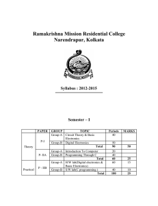 Ramakrishna Mission Residential College Narendrapur, Kolkata Semester – I Syllabus : 2012-2015