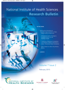 Research Bulletin National Institute of Health Sciences