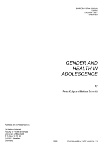 GENDER AND HEALTH IN ADOLESCENCE