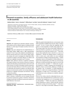 Parental occupation, family affluence and adolescent health behaviour in 28 countries