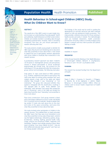 Population Health Health Promotion Health Behaviour in School-aged Children (HBSC) Study -