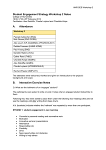 Student Engagement Strategy Workshop 2 Notes