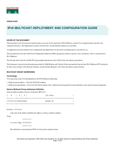 IPv6 MULTICAST DEPLOYMENT AND CONFIGURATION GUIDE