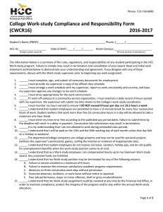 College Work-study Compliance and Responsibility Form (CWCR16)  2016-2017