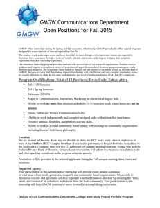 GMGW Communications Department Open Positions for Fall 2015 Page   of 1