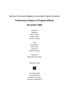 Preliminary Analysis of Program Effects November 2009