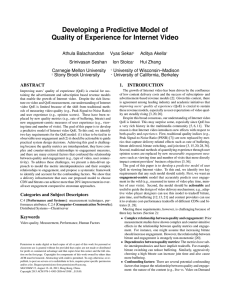 Developing a Predictive Model of Quality of Experience for Internet Video