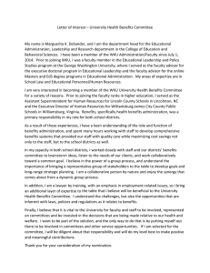 Letter of Interest – University Health Benefits Committee    My name is Marguerita K. DeSander, and I am the department head for the Educational 