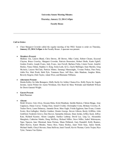 University Senate Meeting Minutes Thursday, January 23, 2014 3:45pm Faculty House