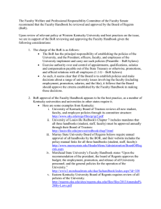 The Faculty Welfare and Professional Responsibility Committee of the Faculty... recommend that the Faculty Handbook be reviewed and approved by...