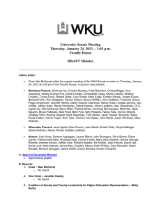 University Senate Meeting Thursday, January 24, 2013 -- 3:45 p.m. Faculty House