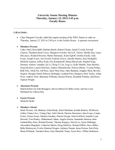 University Senate Meeting Minutes Thursday, January 22, 2015-3:45 p.m. Faculty House