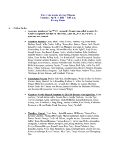 University Senate Meeting Minutes Thursday, April 16, 2015 -- 3:45 p.m.