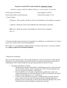 Proposal to Amend WKU Faculty Handbook: Substantive Change  Date Submitted: 3/29/2014