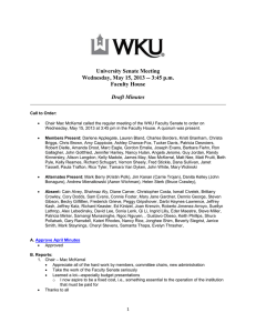 University Senate Meeting Wednesday, May 15, 2013 -- 3:45 p.m. Faculty House