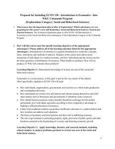 Proposal for Including ECON 150 - Introduction to Economics -... WKU Colonnade Program (Explorations Category: Social and Behavioral Sciences)