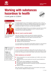 Working with substances hazardous to health A brief guide to COSHH Introduction