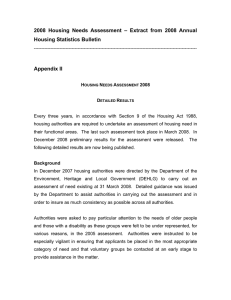 2008 Housing Needs Assessment – Extract from 2008 Annual  Appendix II