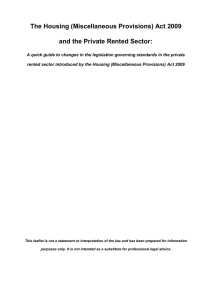 The Housing (Miscellaneous Provisions) Act 2009 and the Private Rented Sector: